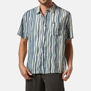 Brixton - Cru Slub SS Shirt Basalt Blue/Painterly Stripe