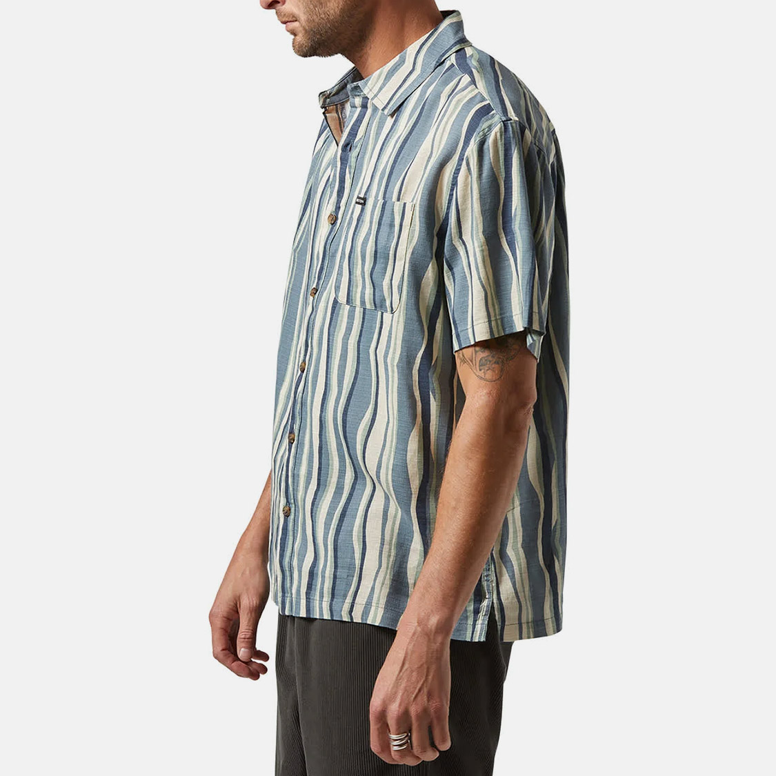 Brixton - Cru Slub SS Shirt Basalt Blue/Painterly Stripe - 2