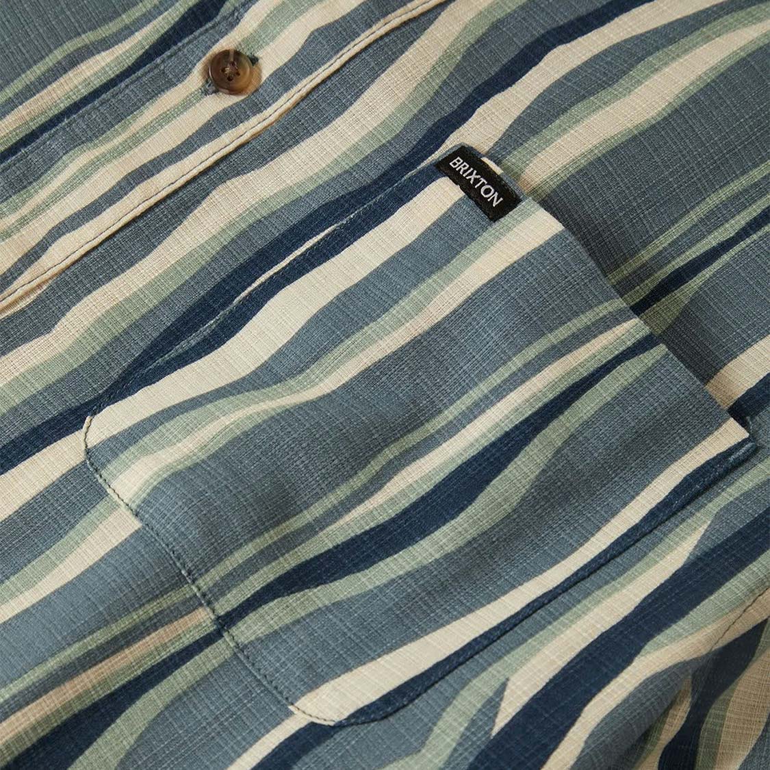 Brixton - Cru Slub SS Shirt Basalt Blue/Painterly Stripe - 7