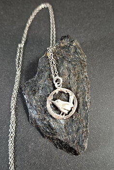 Fågel  Hänge i Sterling silver med kedja