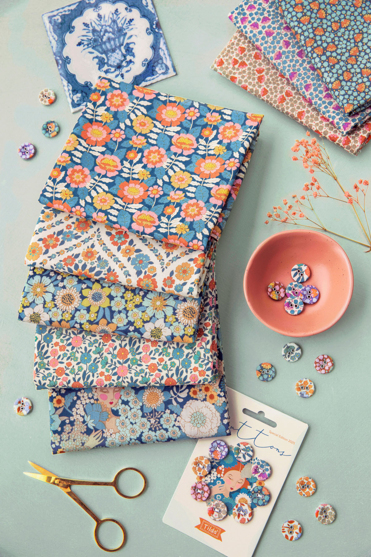 Tilda  Fat Quarter Wallflower Blue - 2