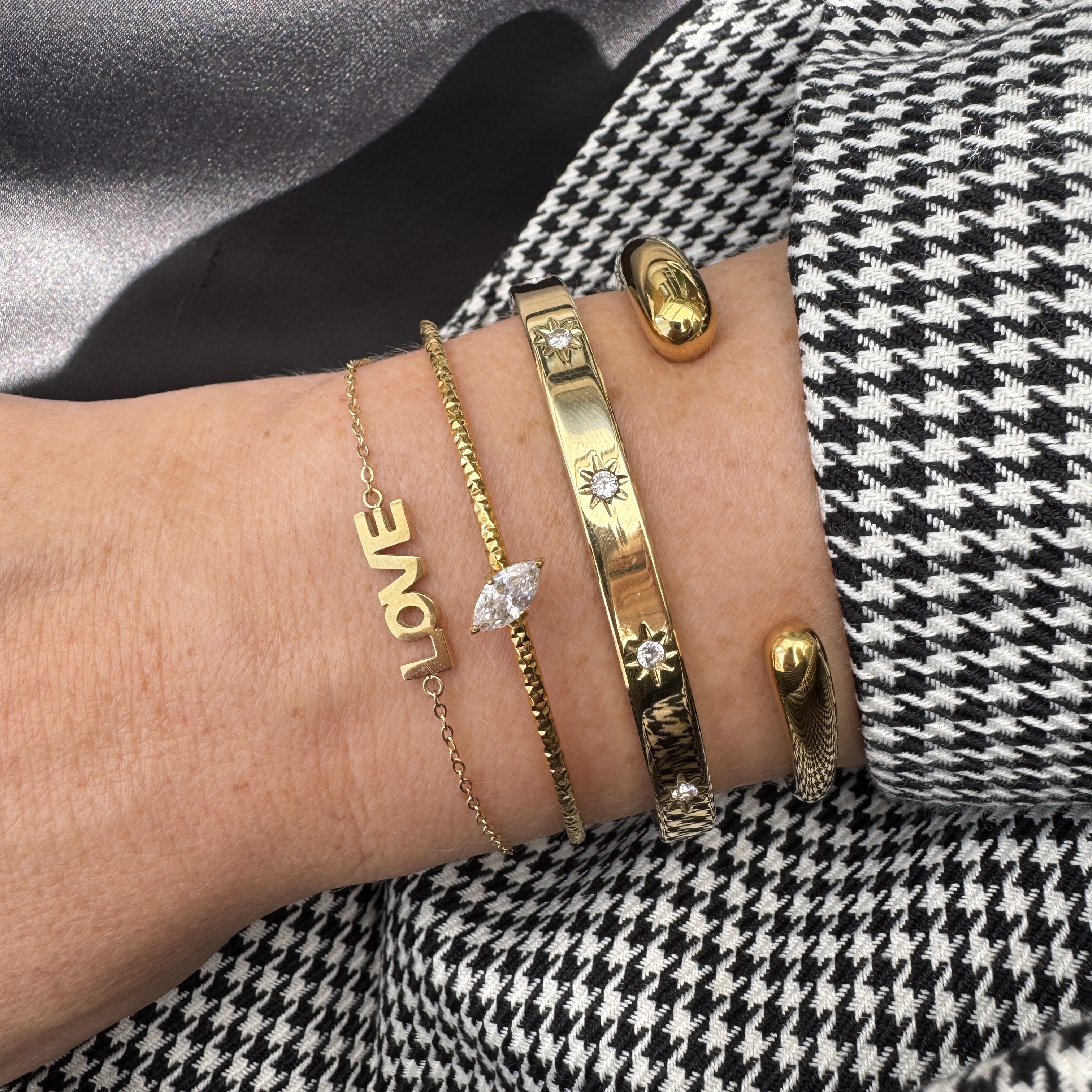 Crystal star bangle gold - 3