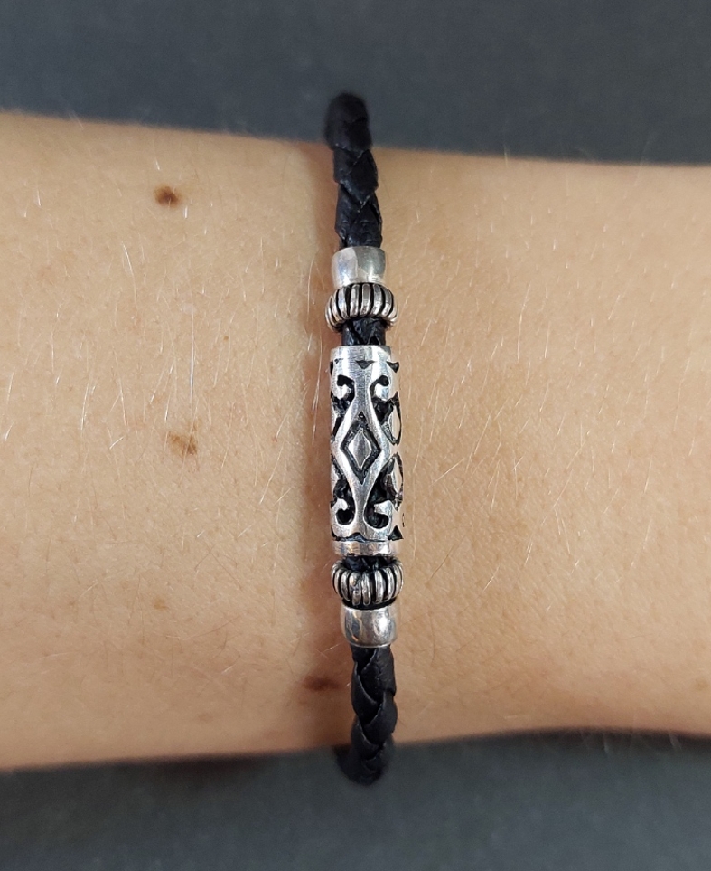 Balinese Läder/Silver Armband - 2