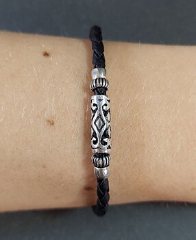 Balinese Läder/Silver Armband