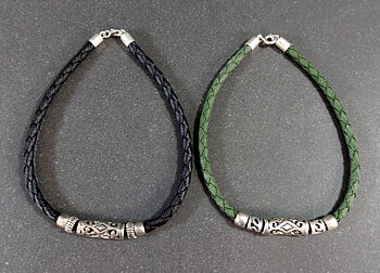 Balinese Läder/Silver Armband