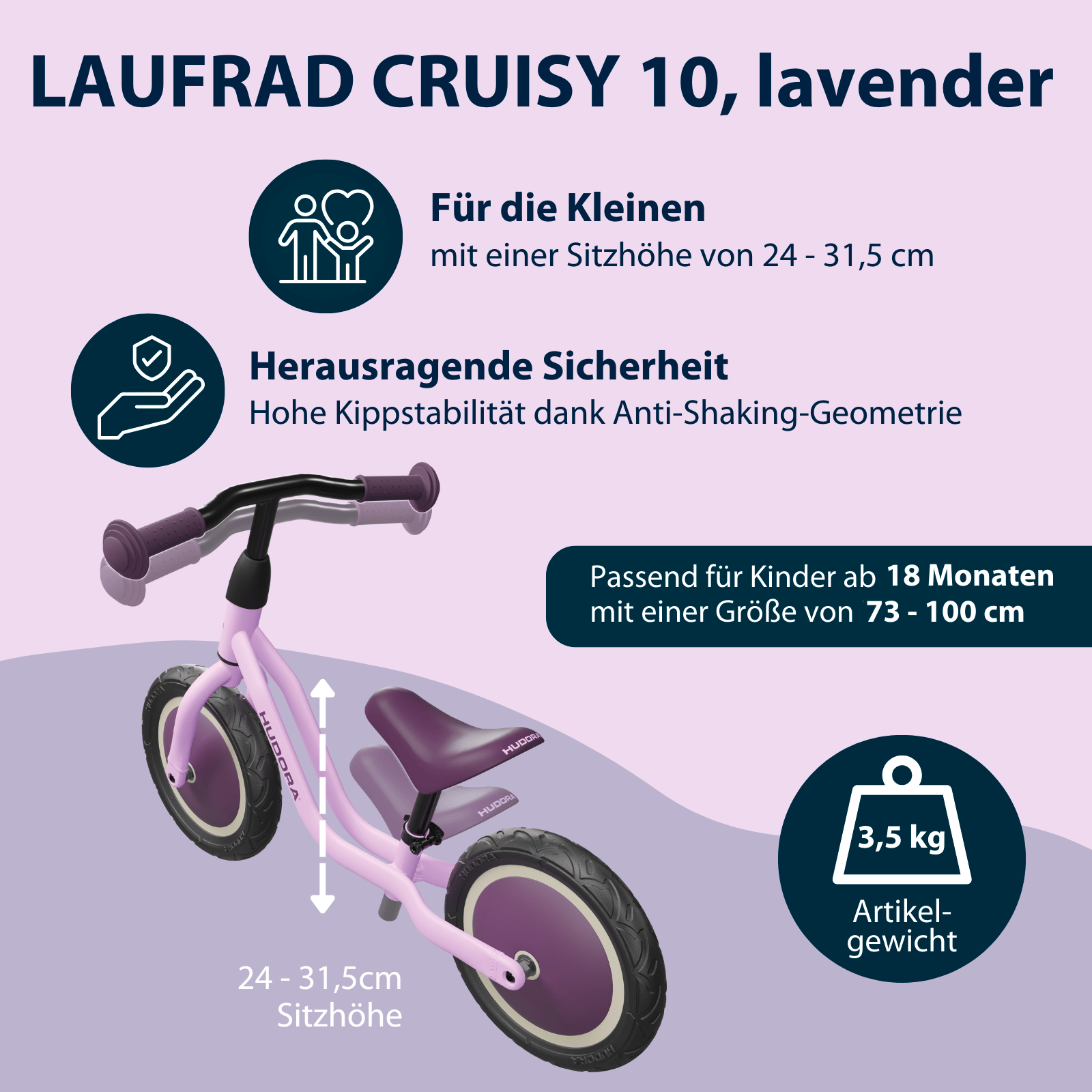 Hudora Balanscykel 10 tum Lavendel - 2