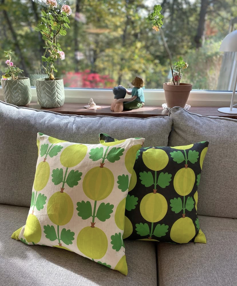 Cushion cover retro GOOSEBERRY in linen