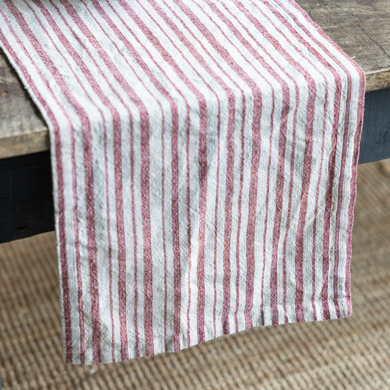 Löpare Karlelund 120x35 cm - Natur/Röd