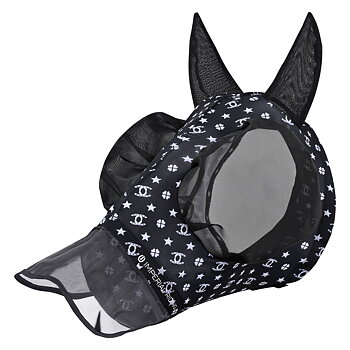  Imperial Riding IRHTrail Ride Fly Hood with Nose - Black AOP
