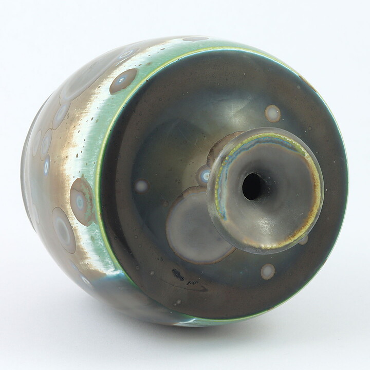 Isak Isaksson (2020) Unique Vase with Brown/Green Crystalline Glaze 14 cm