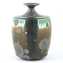 イサク・イサクソン  一点もの  茶/緑色の結晶釉のベース  (14cm)  2020年