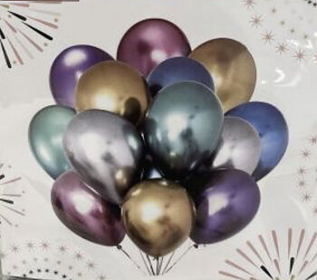 Ballonger Chrome - Mix färger 25 cm  (10-pack)