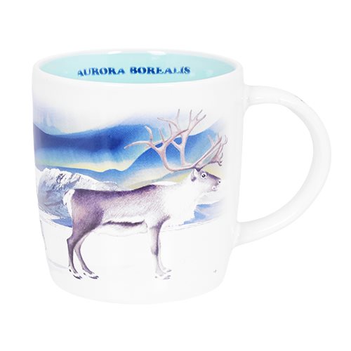 Mugg Reindeer med Norrsken i förpackning