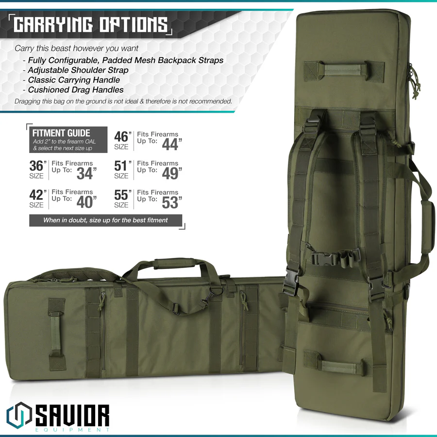 Savior Equipment Urban Warfare 42" Double Rifle Case - OD Green 6