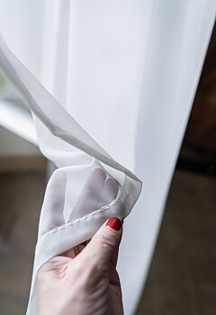 Gardin Hotellvoile greige dubbel bredd, två storlekar, Mimou