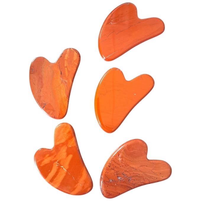 Heart Shaped Gua Sha  Massage i Red Jasper, röd jaspis