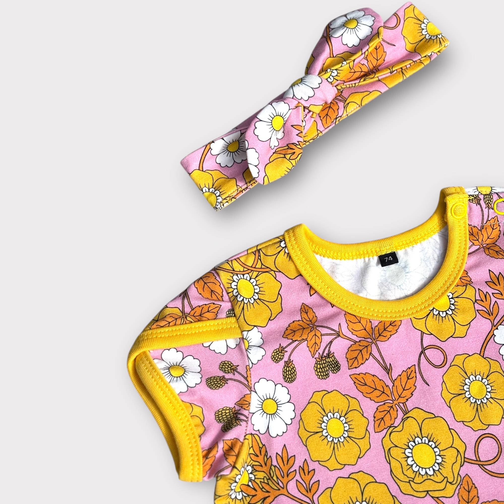 Baby romper "Alice" pink/yellow - 8