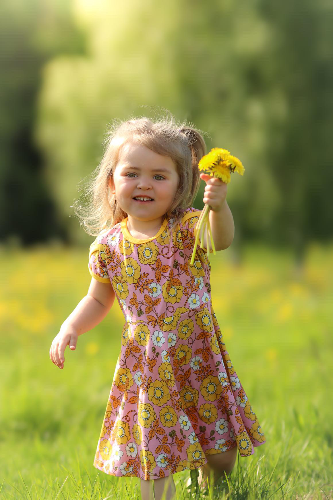 Kids dress "Alice" pink/yellow - 4