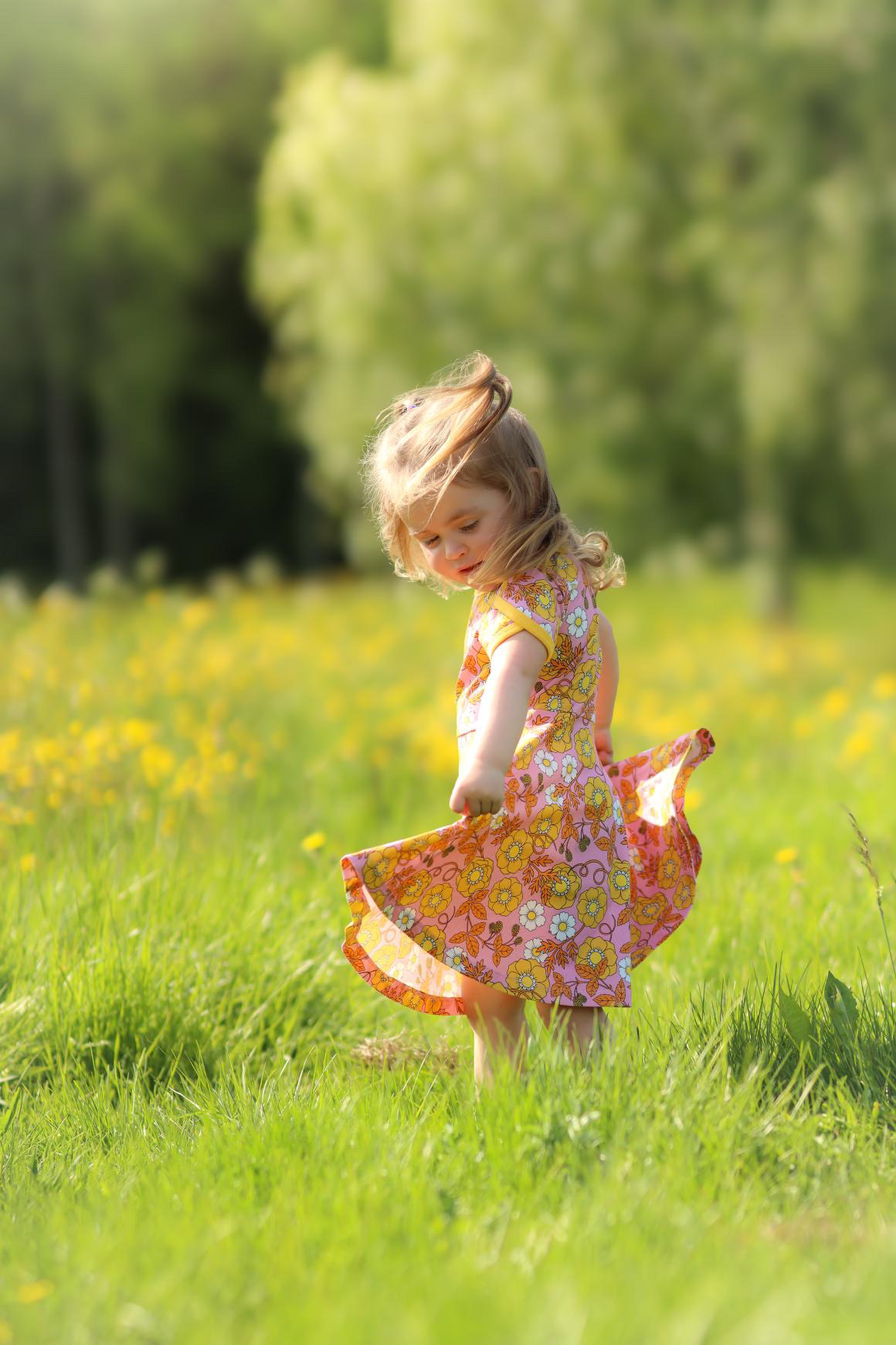 Kids dress "Alice" pink/yellow