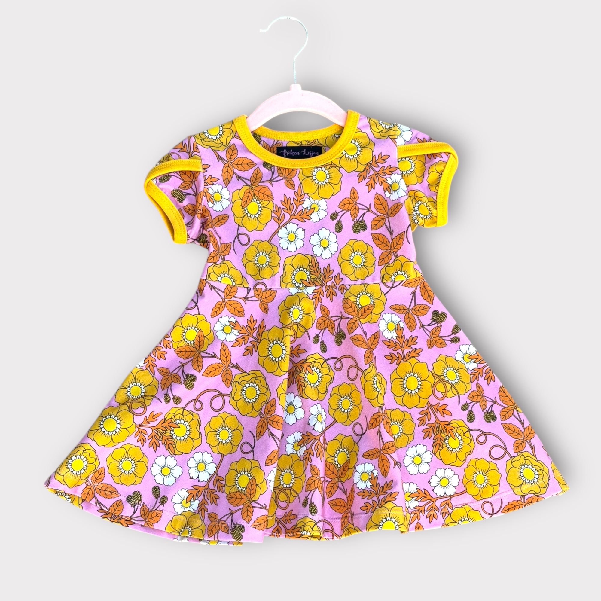 Kids dress "Alice" pink/yellow - 3