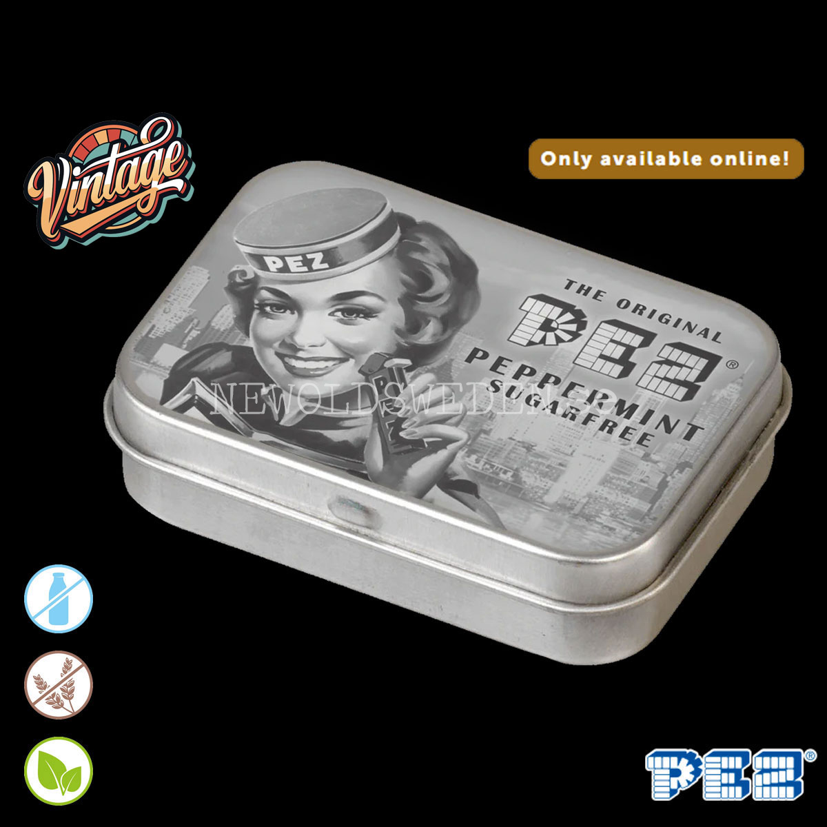 PEZ Nostaligc Tin Black/White Lady + Candy - Retro - 4