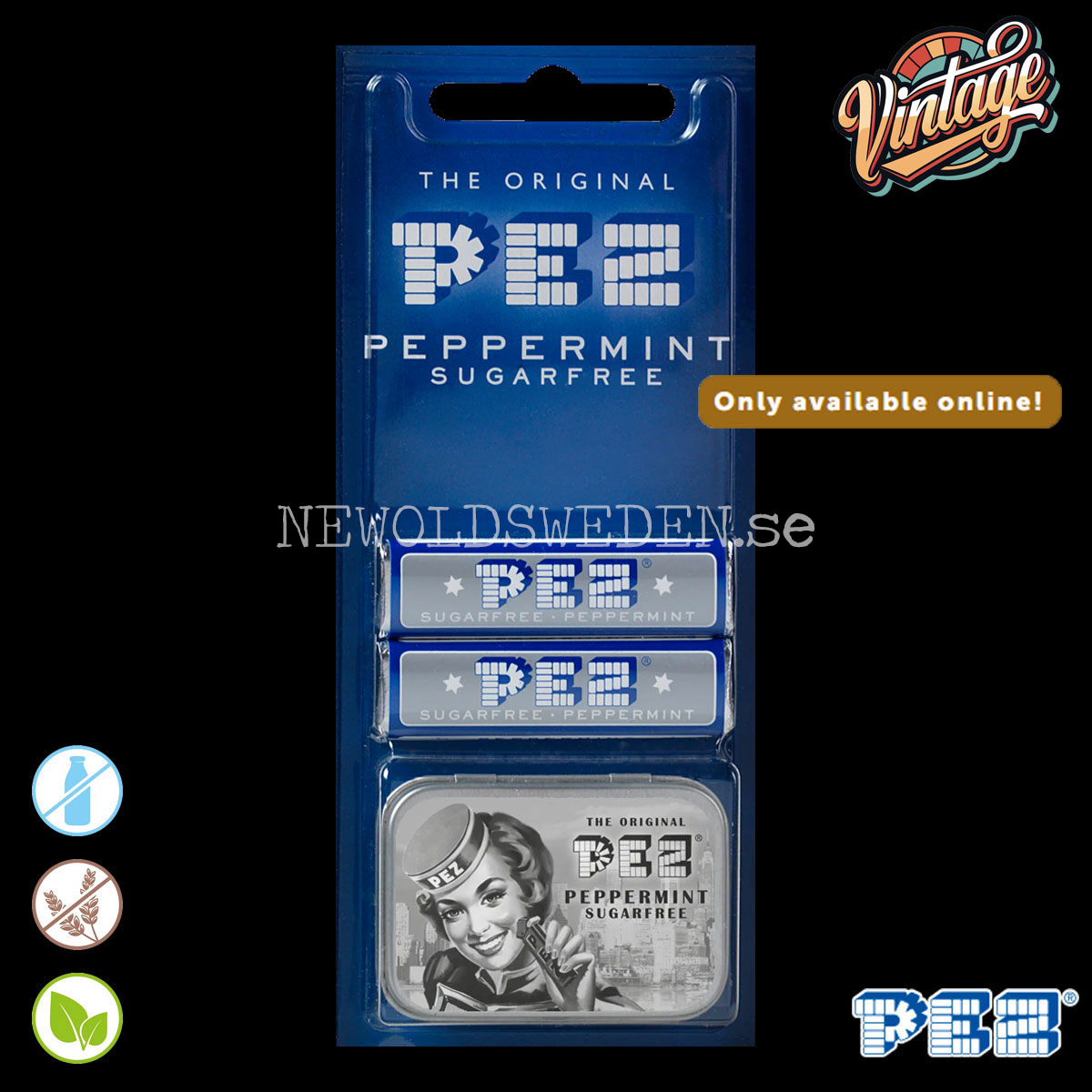 PEZ Nostaligc Tin Black/White Lady + Candy - Retro - 2