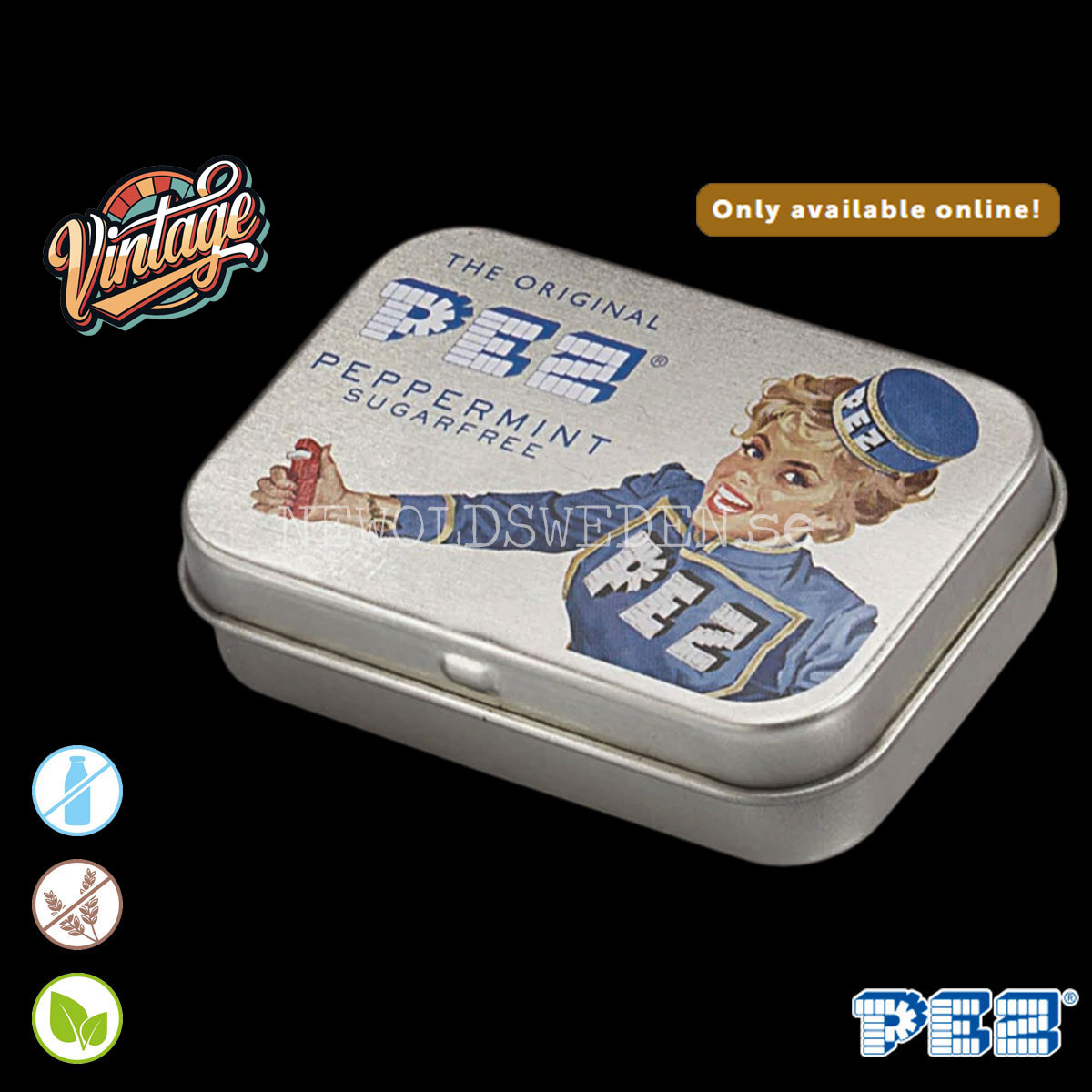 PEZ Nostaligc Tin Lady Dispenser + Candy - Retro - 4