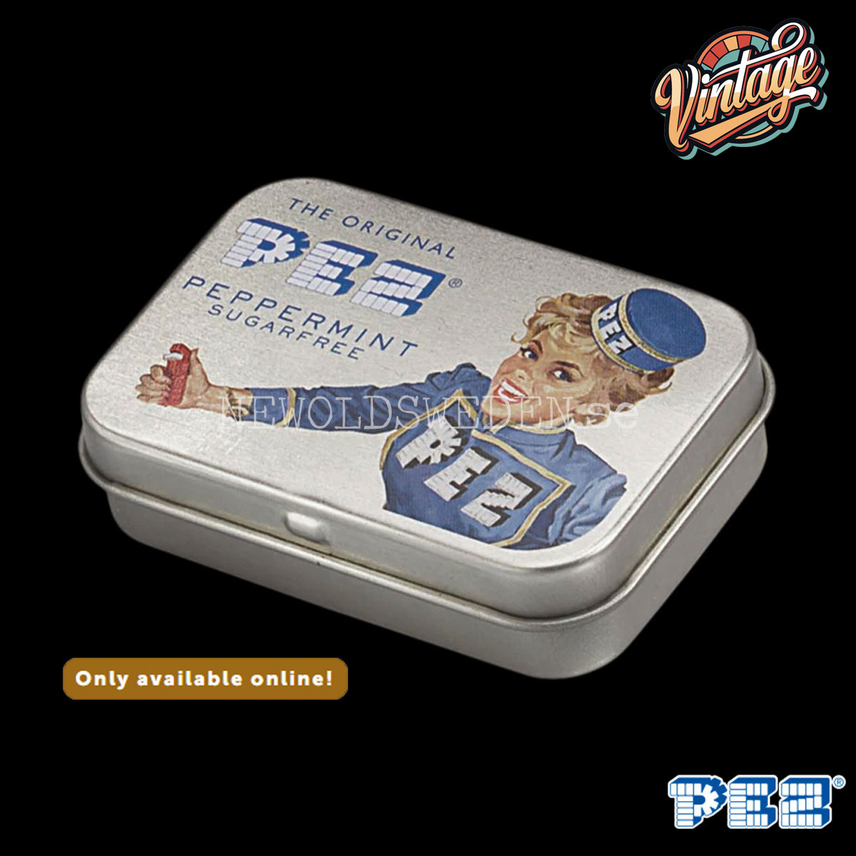 PEZ Nostaligc Tin Lady Dispenser + Candy - Retro