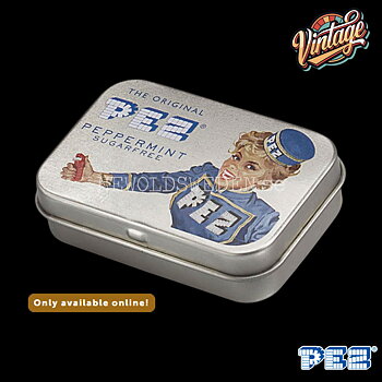 PEZ Nostaligc Tin Lady Dispenser + Candy - Retro