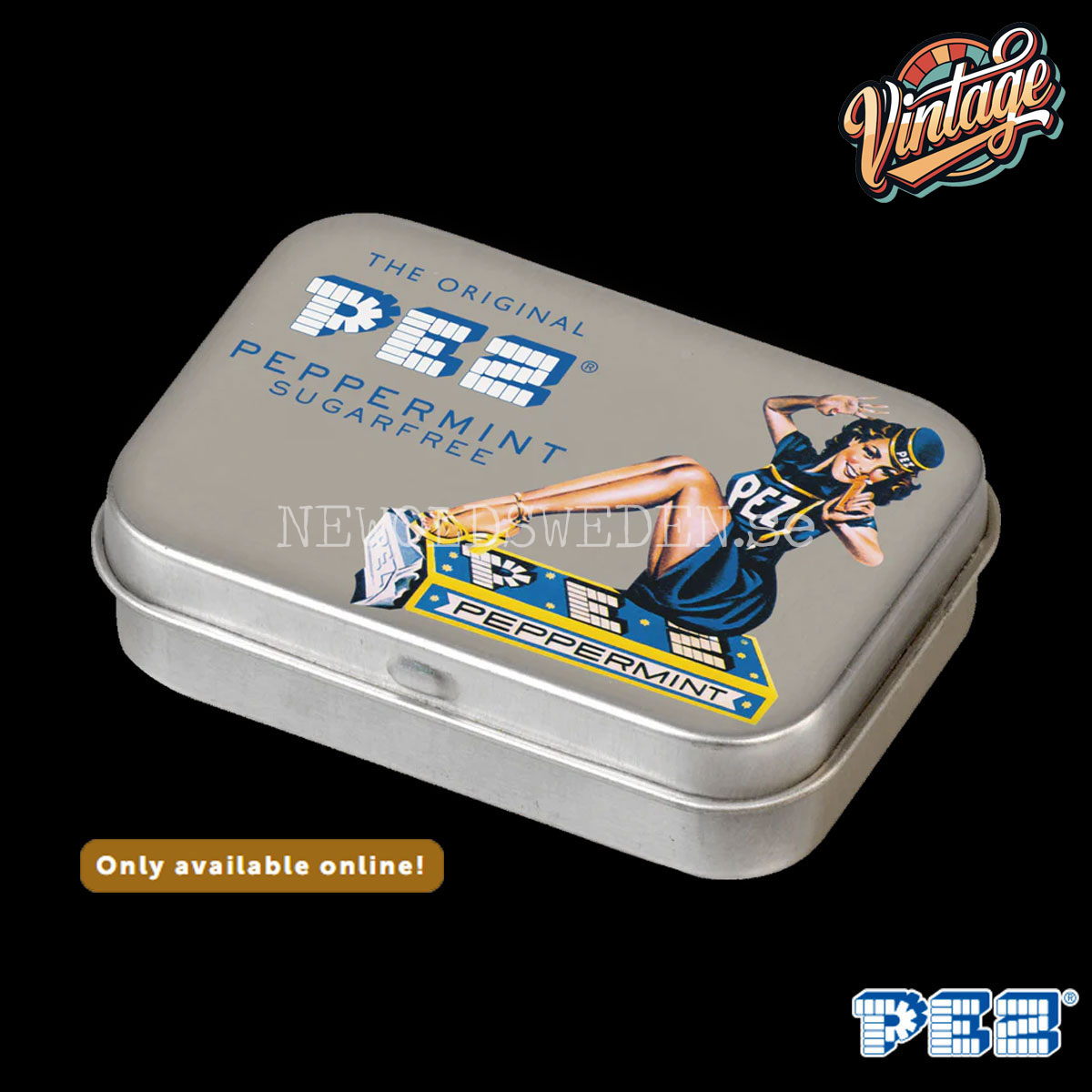 PEZ Nostaligc Tin Tin Sitting Lady + Candy - Retro