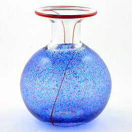 Bertil Vallien (Meridian 1989) Blue/Red Swelling Vase 19 cm