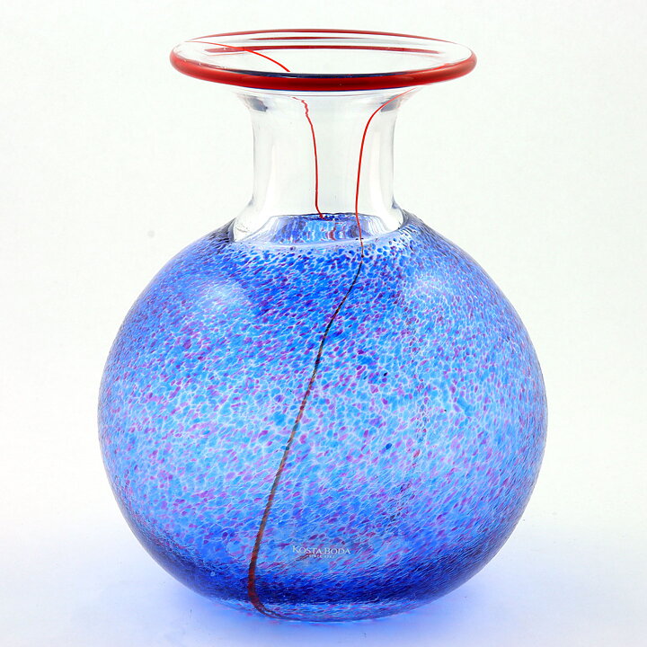 Bertil Vallien (Meridian 1989) Blue/Red Swelling Vase 19 cm