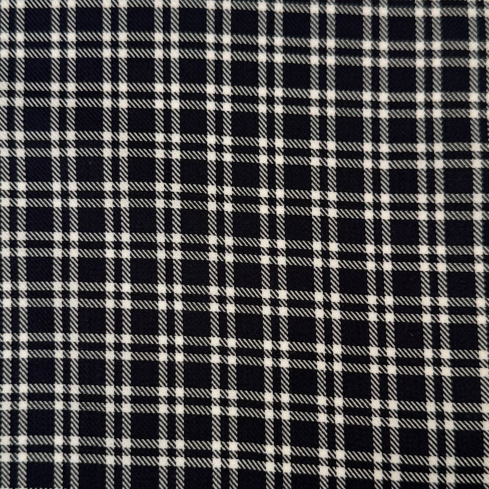 Pure Merino Twill Checks Navy/White