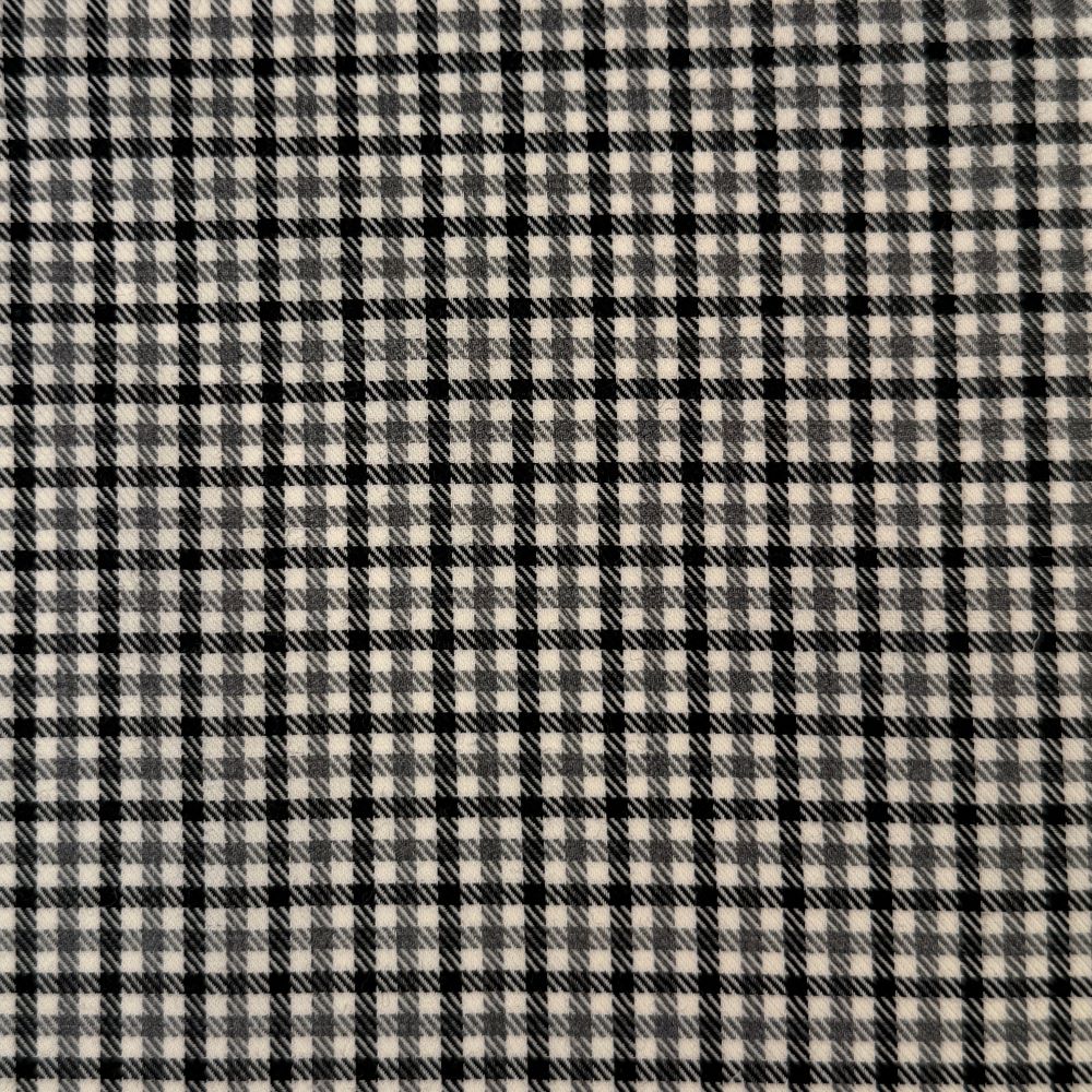 Pure Merino Twill Checks Grey/Black/White