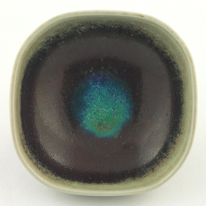 ベルント・フリーベリ  一点もの  赤茶色と青緑色のボウル  4.5cm  1974年