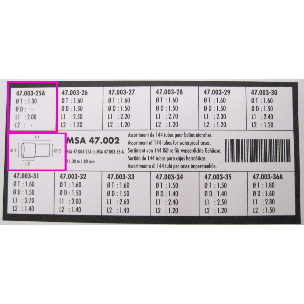 Kronrör till boett, rak profil. L: 2,0 mm. Ø 1,3 mm.  - 2