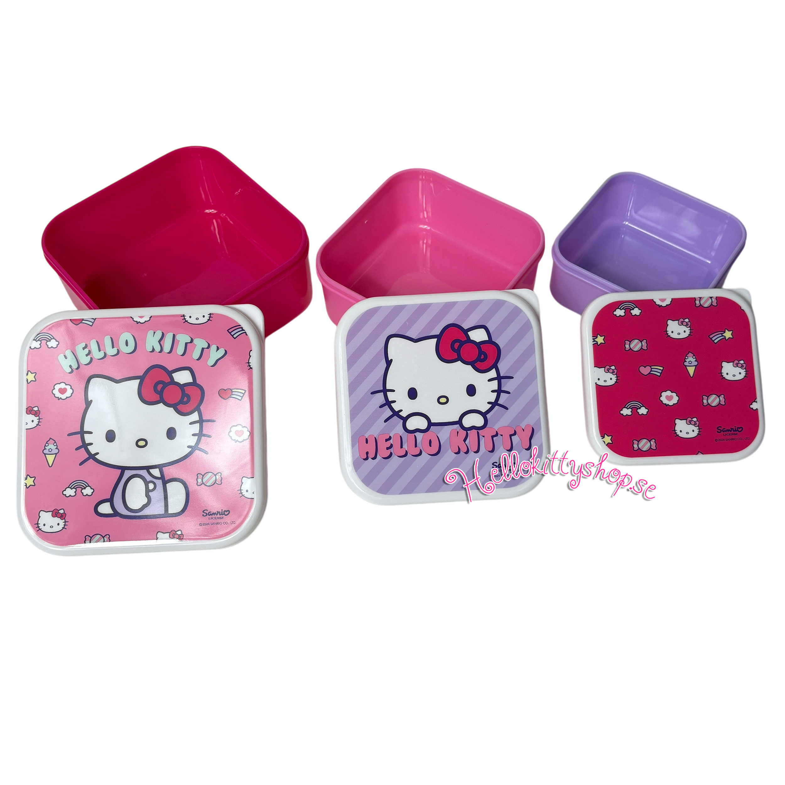 Hello Kitty 3-Pack Stapelbara Matlådor i Rosa - 5