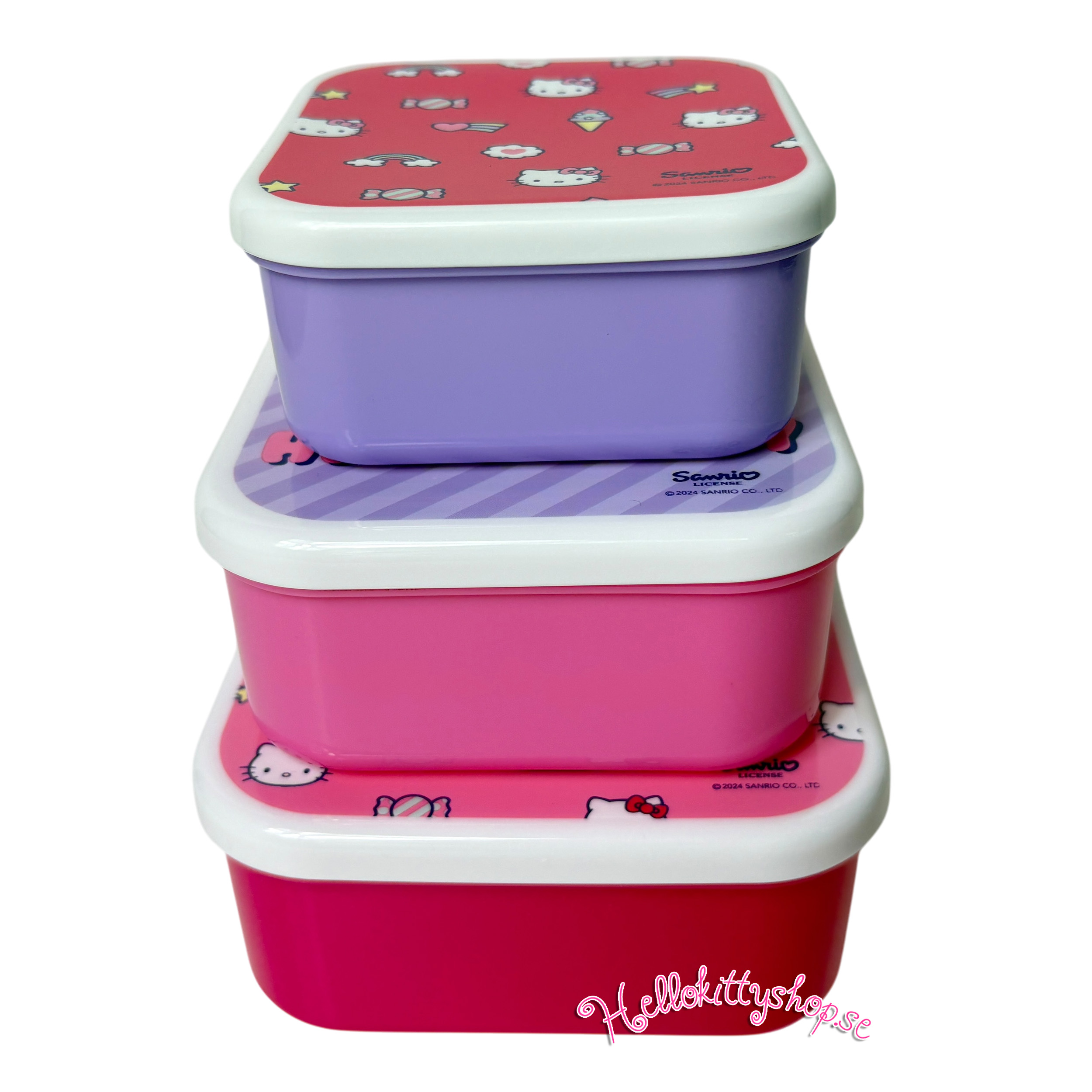 Hello Kitty 3-Pack Stapelbara Matlådor i Rosa - 4