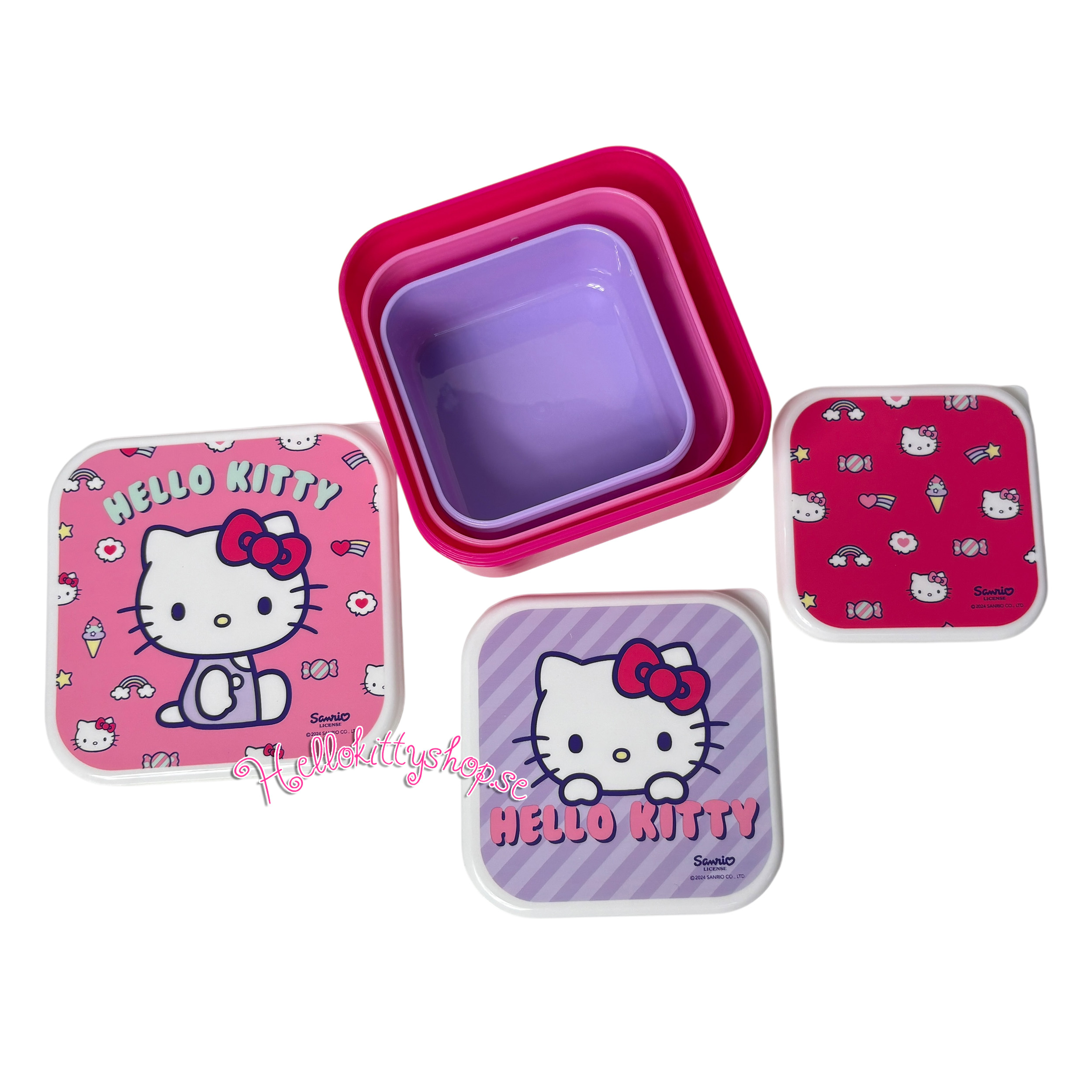 Hello Kitty 3-Pack Stapelbara Matlådor i Rosa - 3