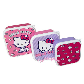 Hello Kitty 3-Pack Stapelbara Matlådor i Rosa