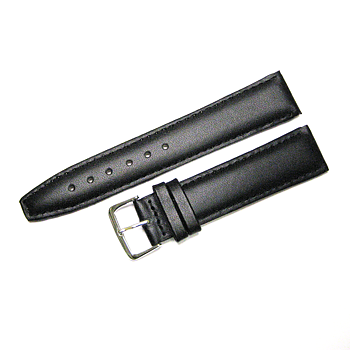Svart 20 mm läderarmband med  rostfritt spänne.
