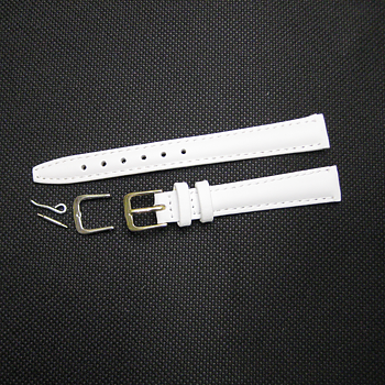 Vitt 12 mm läderarmband med  guldpläterat spänne.