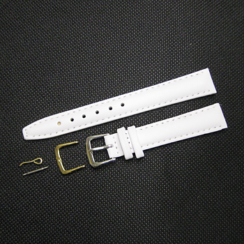 Vitt 14 mm läderarmband med  guldpläterat spänne.