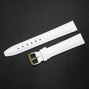 Vitt 16 mm läderarmband med  guldpläterat spänne.