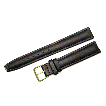 Mörkbrunt 16 mm läderarmband med  guldpläterat spänne.