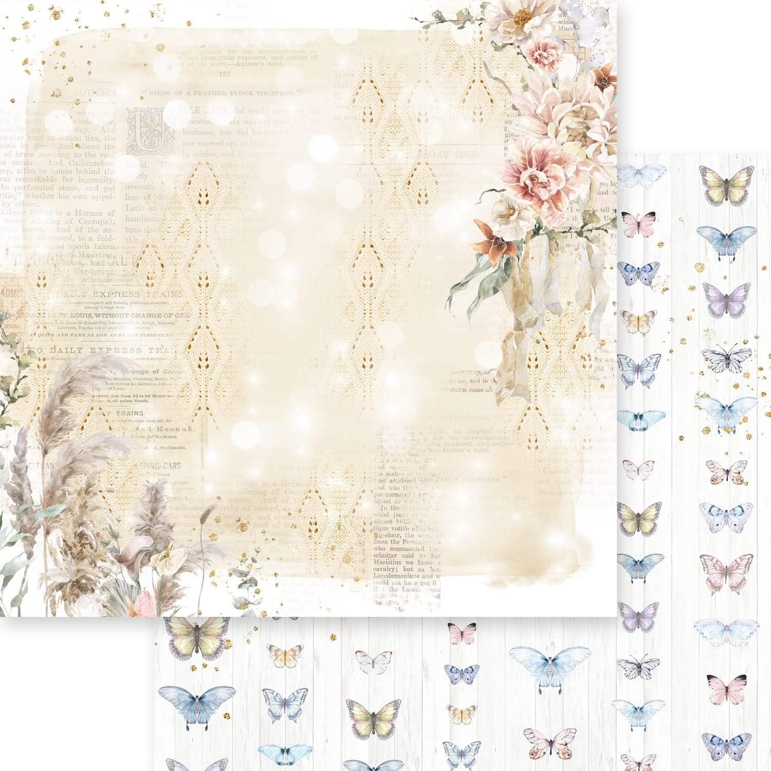 Dusty Blue Floral 12x12" paper pack, Memory Place  - 2