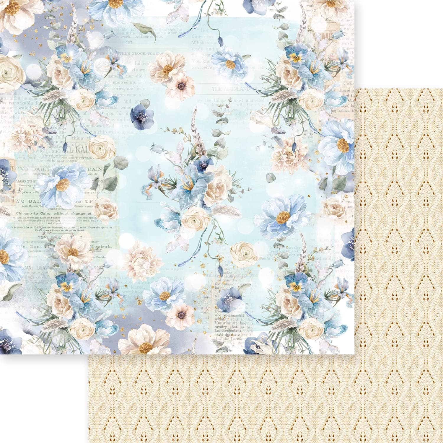 Dusty Blue Floral 12x12" paper pack, Memory Place  - 3