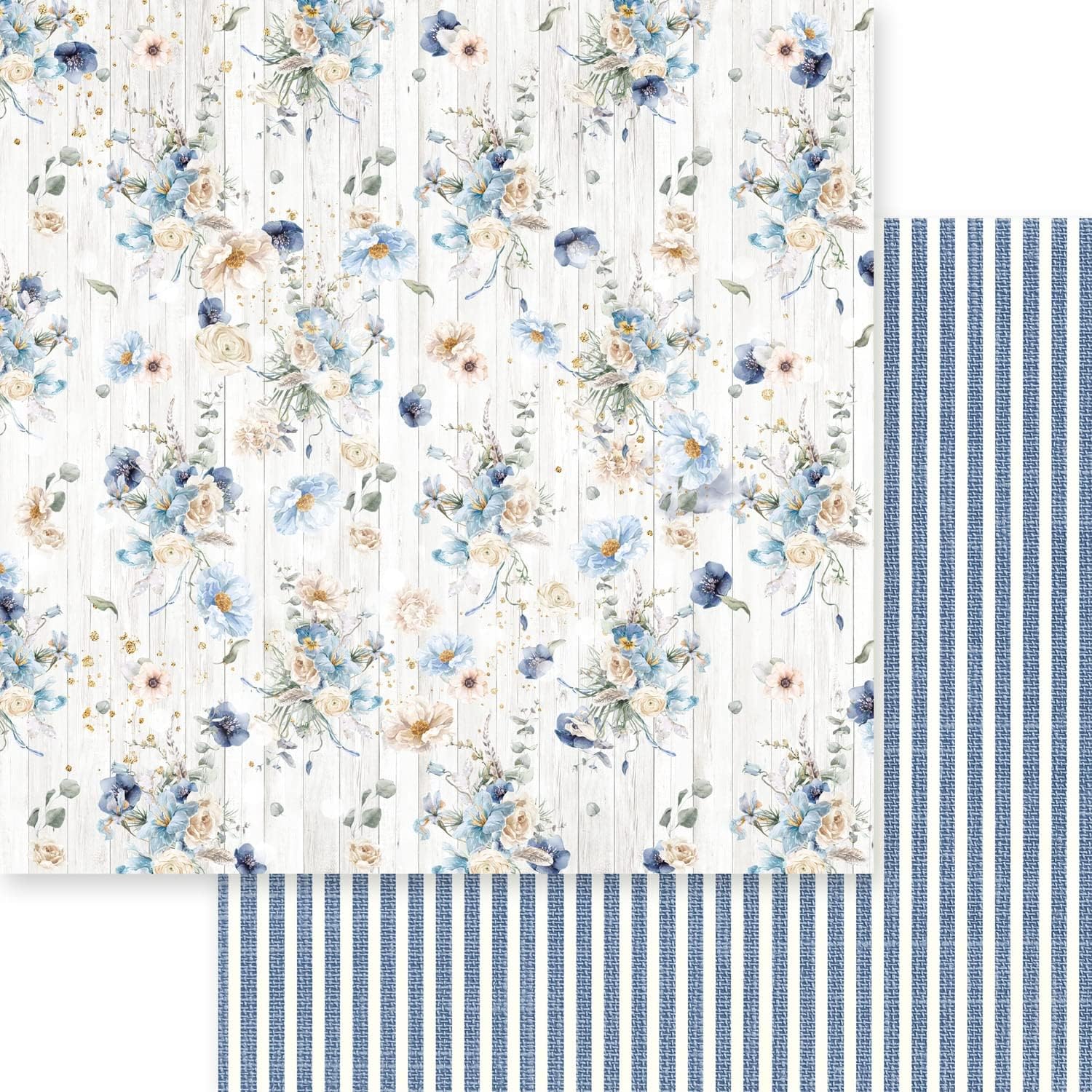 Dusty Blue Floral 12x12" paper pack, Memory Place  - 5