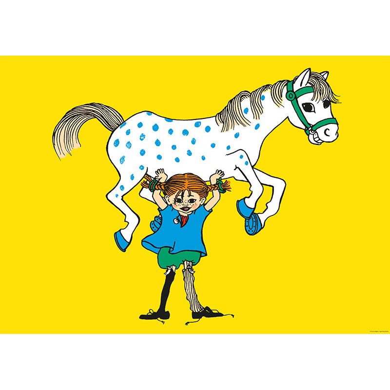 Poster 50x70 cm - Pippi Longstocking with horse