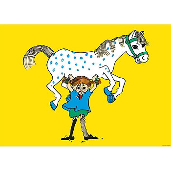 Poster 50x70 cm - Pippi Longstocking with horse